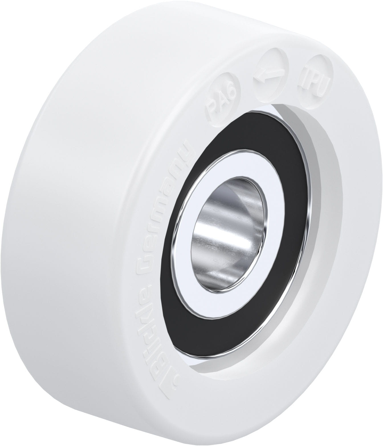 Galet guide avec bande de roulement en polyamide