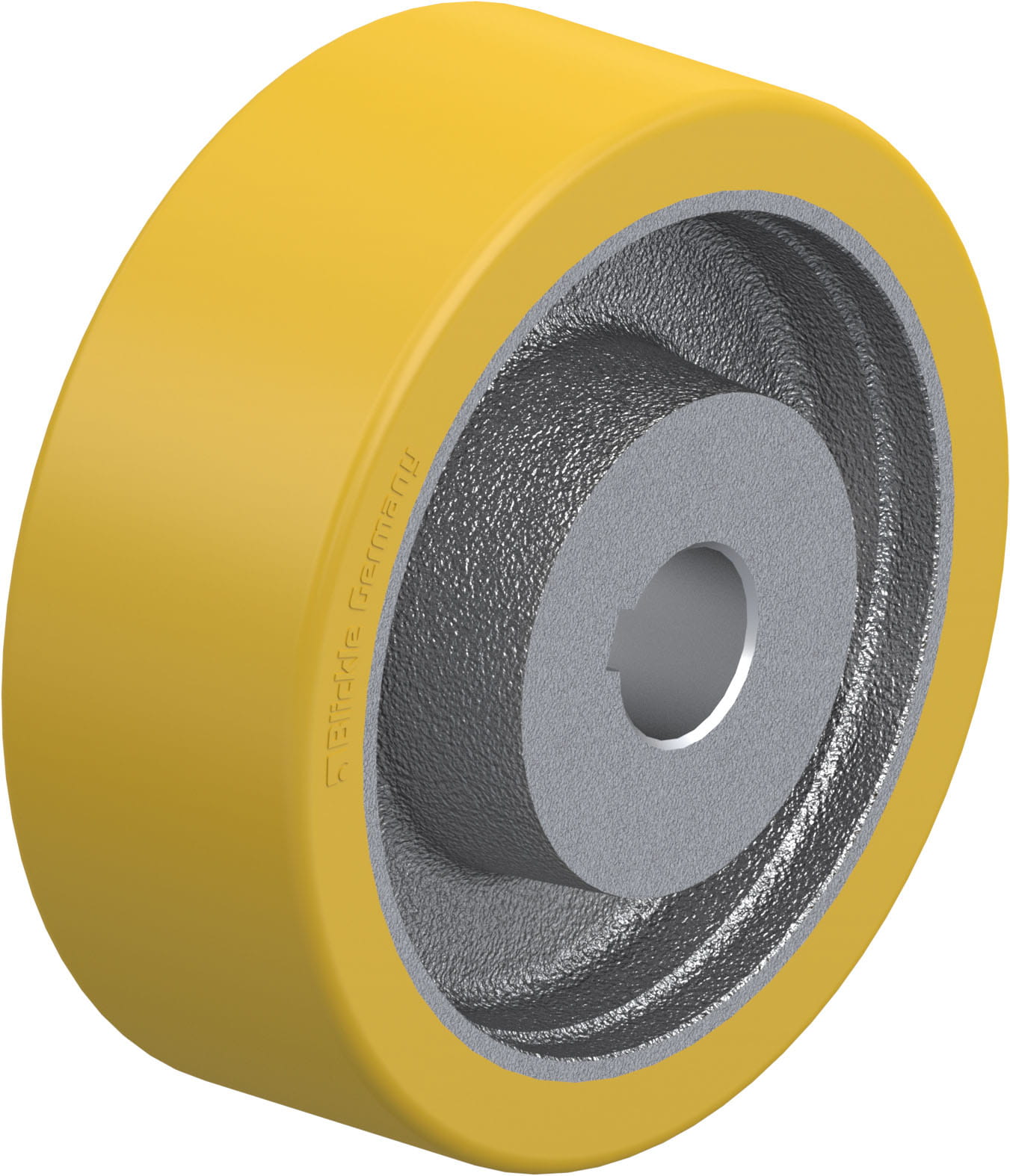 Roue motrice avec rainure de clavette, bandage polyuréthane Extrathane®