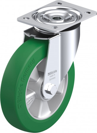Roulette pivotante polyuréthane Softhane® avec platine à visser