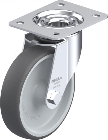 Roulette pivotante polyuréthane thermoplastique avec platine à visser