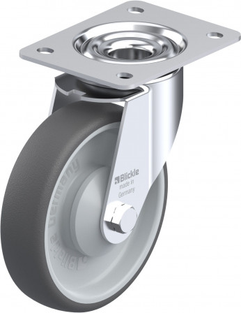 Roulette pivotante polyuréthane thermoplastique avec platine à visser