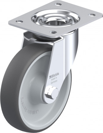 Roulette pivotante polyuréthane thermoplastique avec platine à visser
