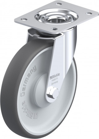 Roulette pivotante polyuréthane thermoplastique avec platine à visser