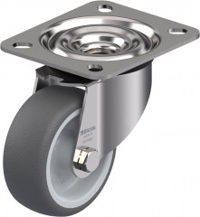 Roulette pivotante polyuréthane thermoplastique avec platine à visser