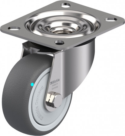 Roulette pivotante polyuréthane thermoplastique avec platine à visser