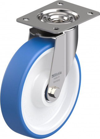 Roulette pivotante polyuréthane thermoplastique avec platine à visser