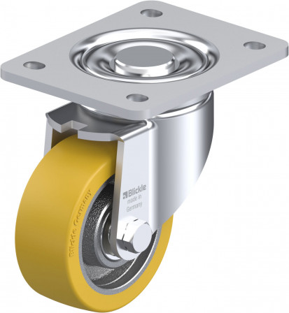 Roulette pivotante polyuréthane Extrathane® avec platine à visser