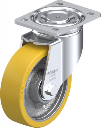 Roulette pivotante polyuréthane Extrathane® avec platine à visser