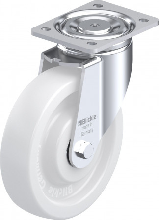 Roulette pivotante polyamide avec platine à visser