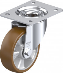 Roulette pivotante polyuréthane Besthane® avec platine à visser