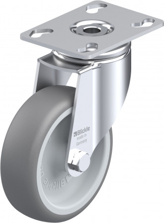 Roulette d’appareil pivotante bandage caoutchouc thermoplastique avec platine à visser