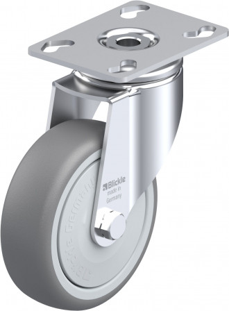 Roulette d’appareil pivotante bandage caoutchouc thermoplastique avec platine à visser