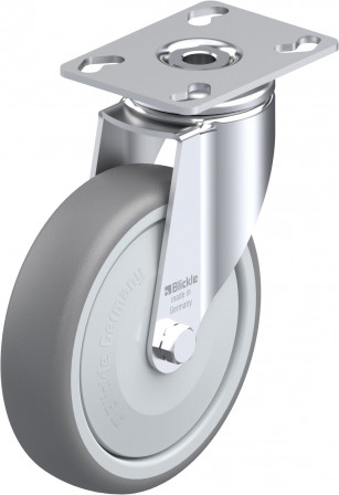 Roulette d’appareil pivotante bandage caoutchouc thermoplastique avec platine à visser