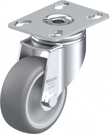 Roulette d’appareil pivotante bandage caoutchouc thermoplastique avec platine à visser