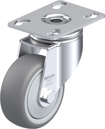 Roulette d’appareil pivotante bandage caoutchouc thermoplastique avec platine à visser
