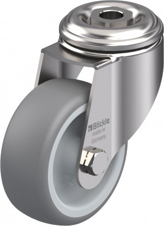 Roulette d’appareil pivotante caoutchouc thermoplastique avec trou central