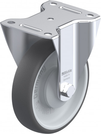 Roulette fixe polyuréthane thermoplastique avec platine à visser