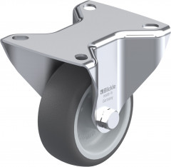Roulette fixe polyuréthane thermoplastique avec platine à visser