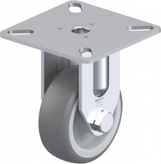 Roulette fixe caoutchouc thermoplastique avec platine à visser