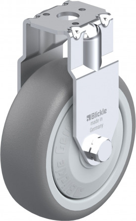 Roulette fixe caoutchouc thermoplastique avec trou central