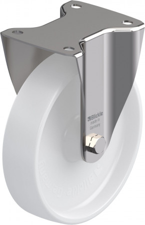 Roulette fixe inox polyamide avec platine à visser