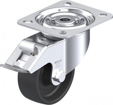 Roulette pivotante thermoplastique hautes températures TempLine® avec platine à visser et blocage « stop-fix »