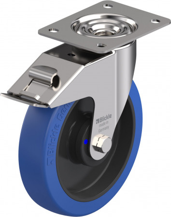 Roulette pivotante bandage polyuréthane Blickle Besthane® Soft et blocage « stop-fix »