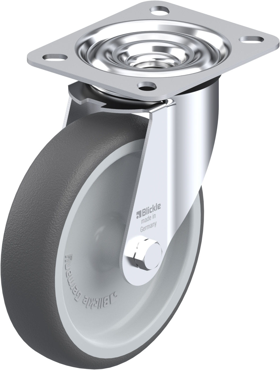 Roulette pivotante polyuréthane thermoplastique avec platine à visser