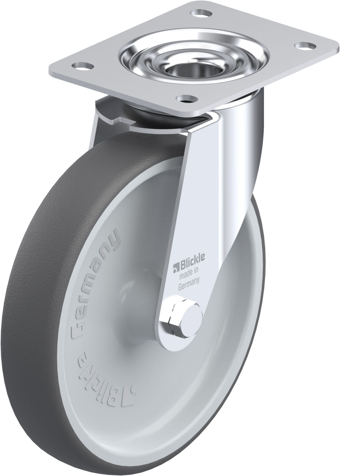 Roulette pivotante polyuréthane thermoplastique avec platine à visser