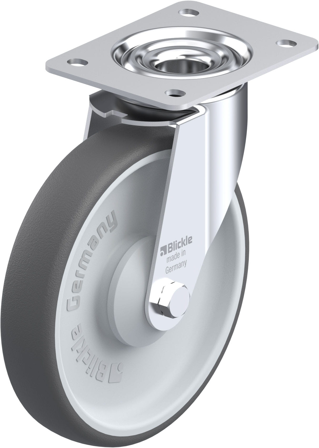 Roulette pivotante polyuréthane thermoplastique avec platine à visser