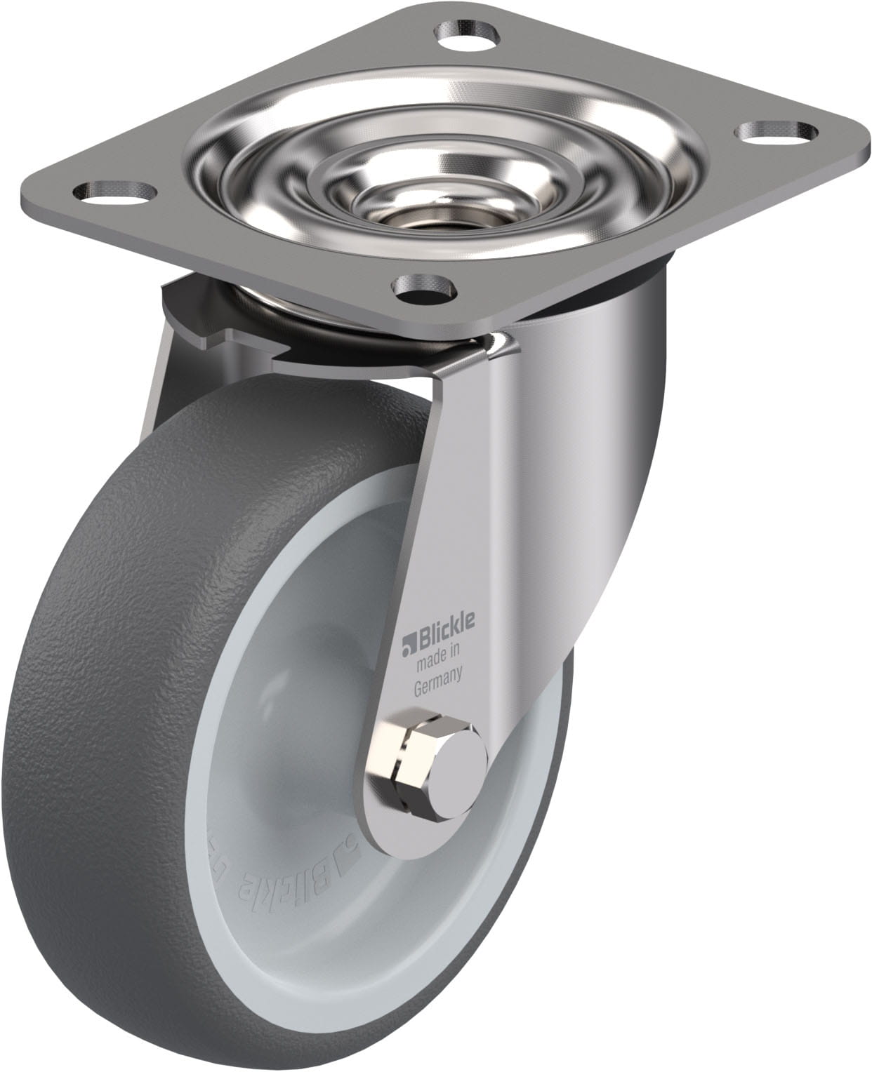 Roulette pivotante polyuréthane thermoplastique avec platine à visser