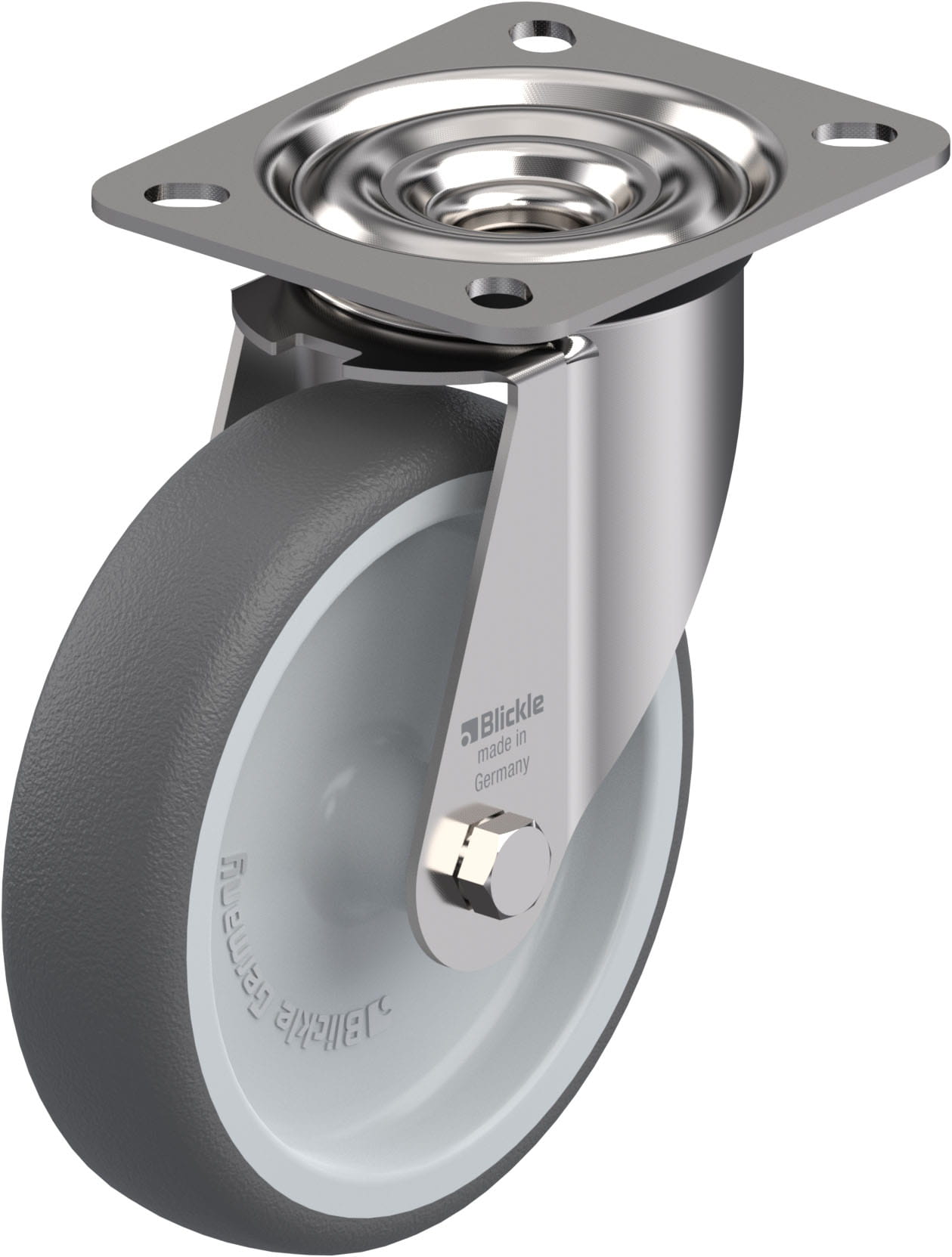 Roulette pivotante polyuréthane thermoplastique avec platine à visser