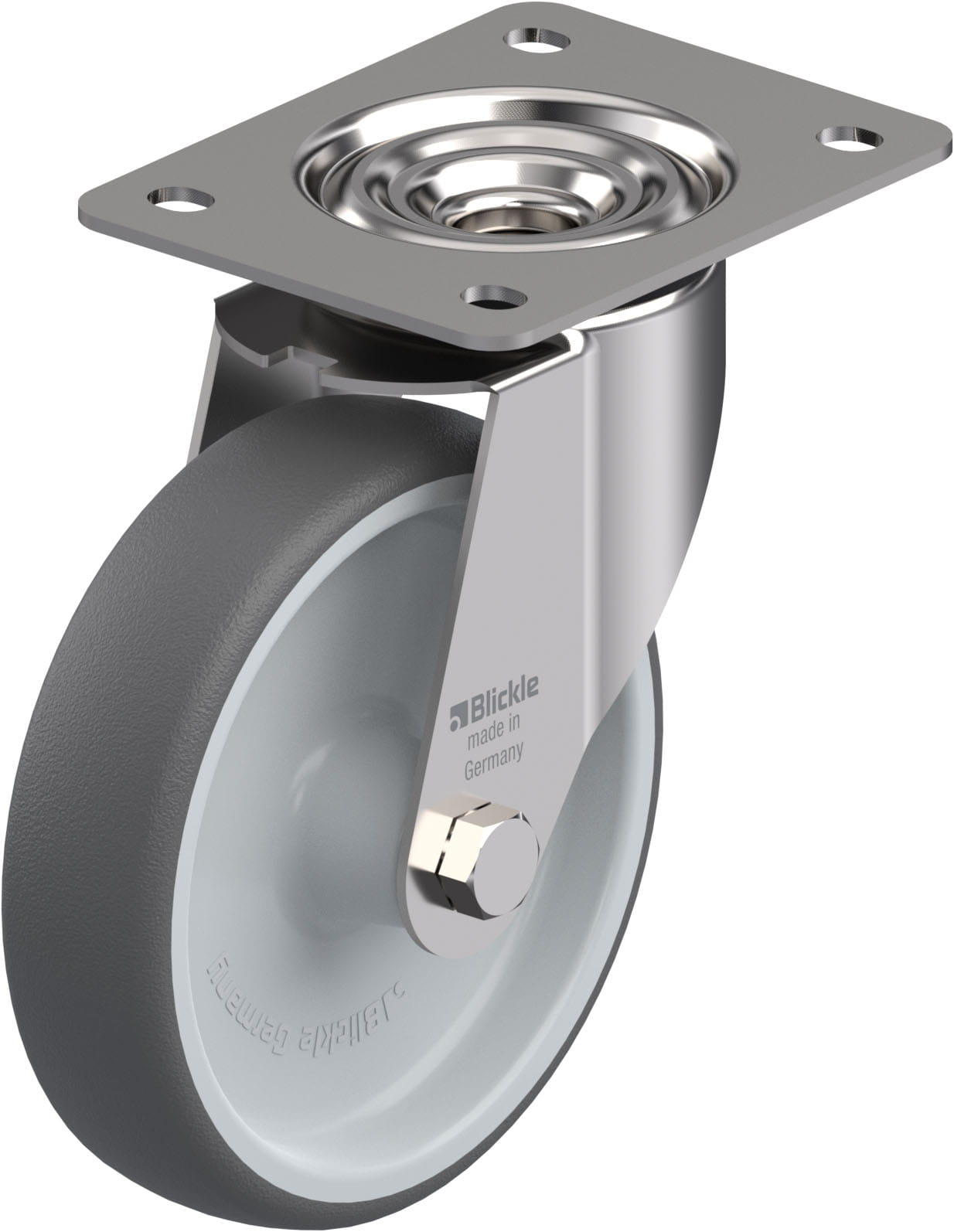 Roulette pivotante polyuréthane thermoplastique avec platine à visser