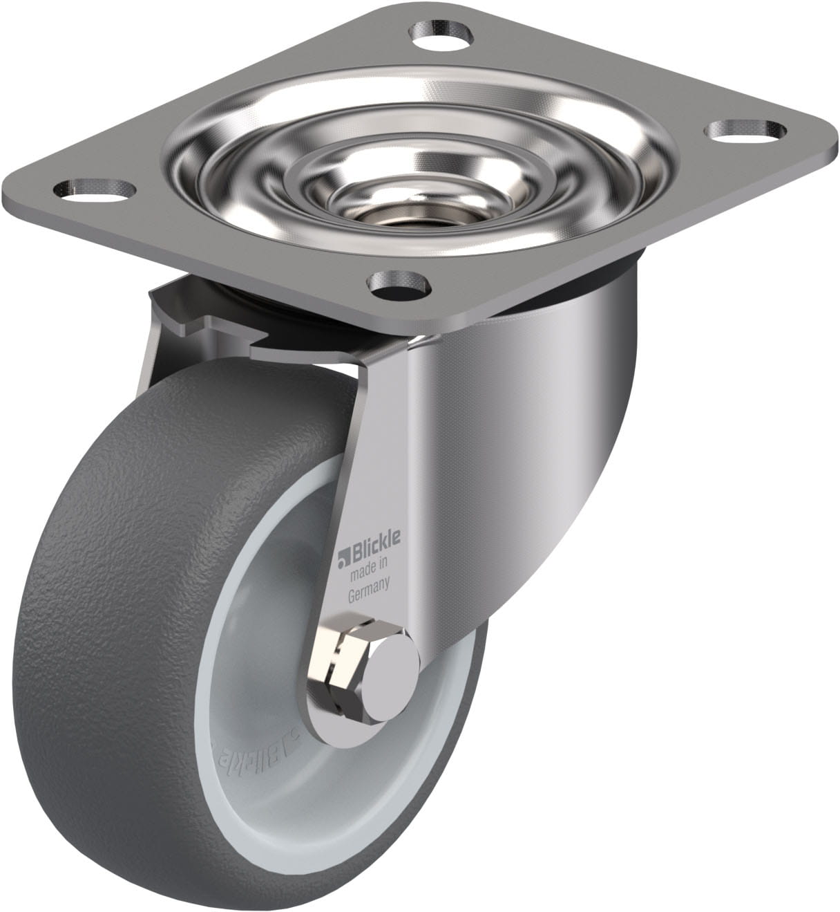 Roulette pivotante polyuréthane thermoplastique avec platine à visser