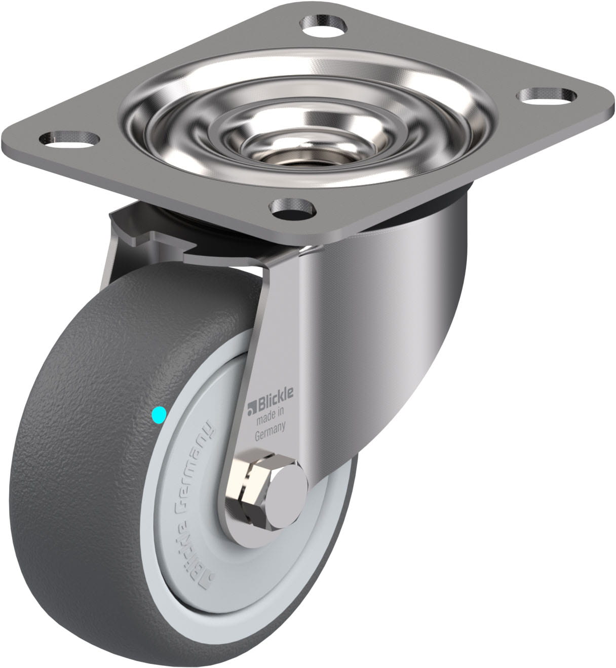 Roulette pivotante polyuréthane thermoplastique avec platine à visser