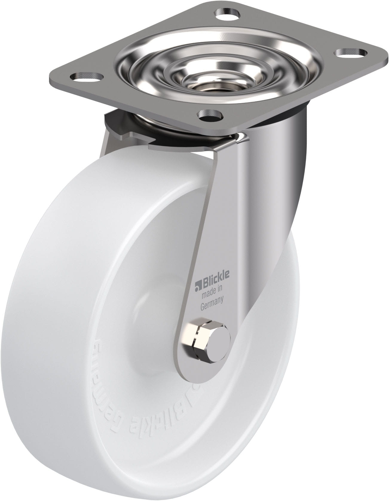 Roulette pivotante polyamide avec platine à visser