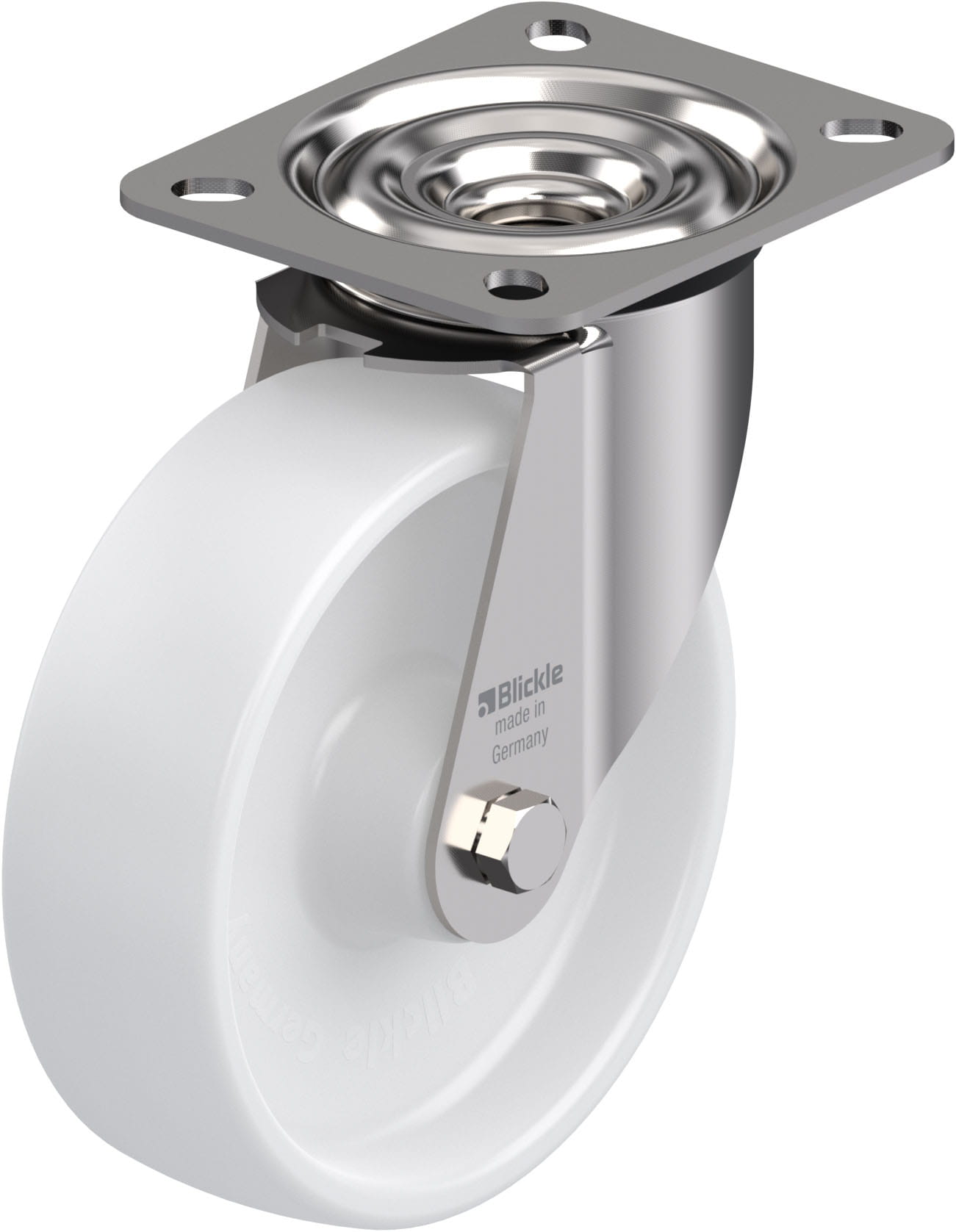 Roulette pivotante polyamide avec platine à visser