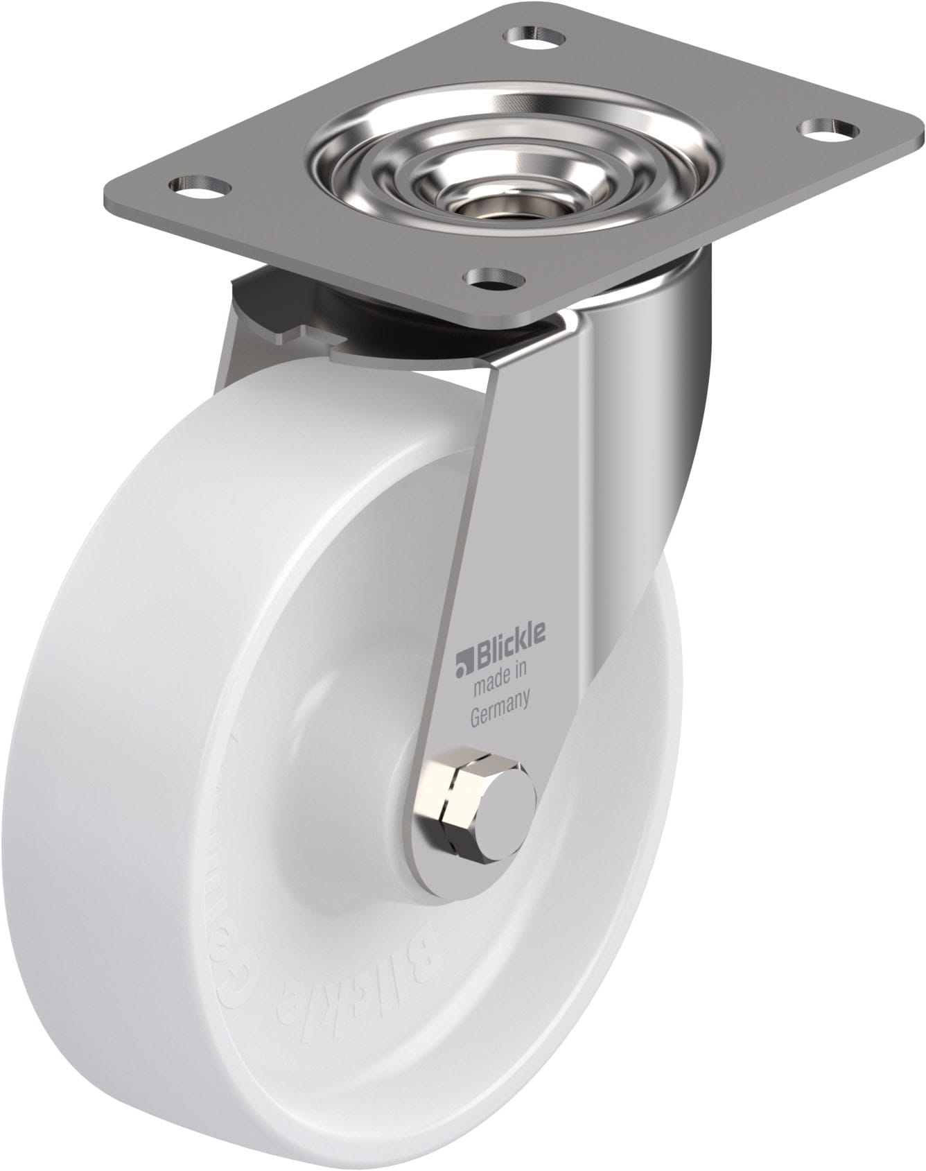 Roulette pivotante polyamide avec platine à visser
