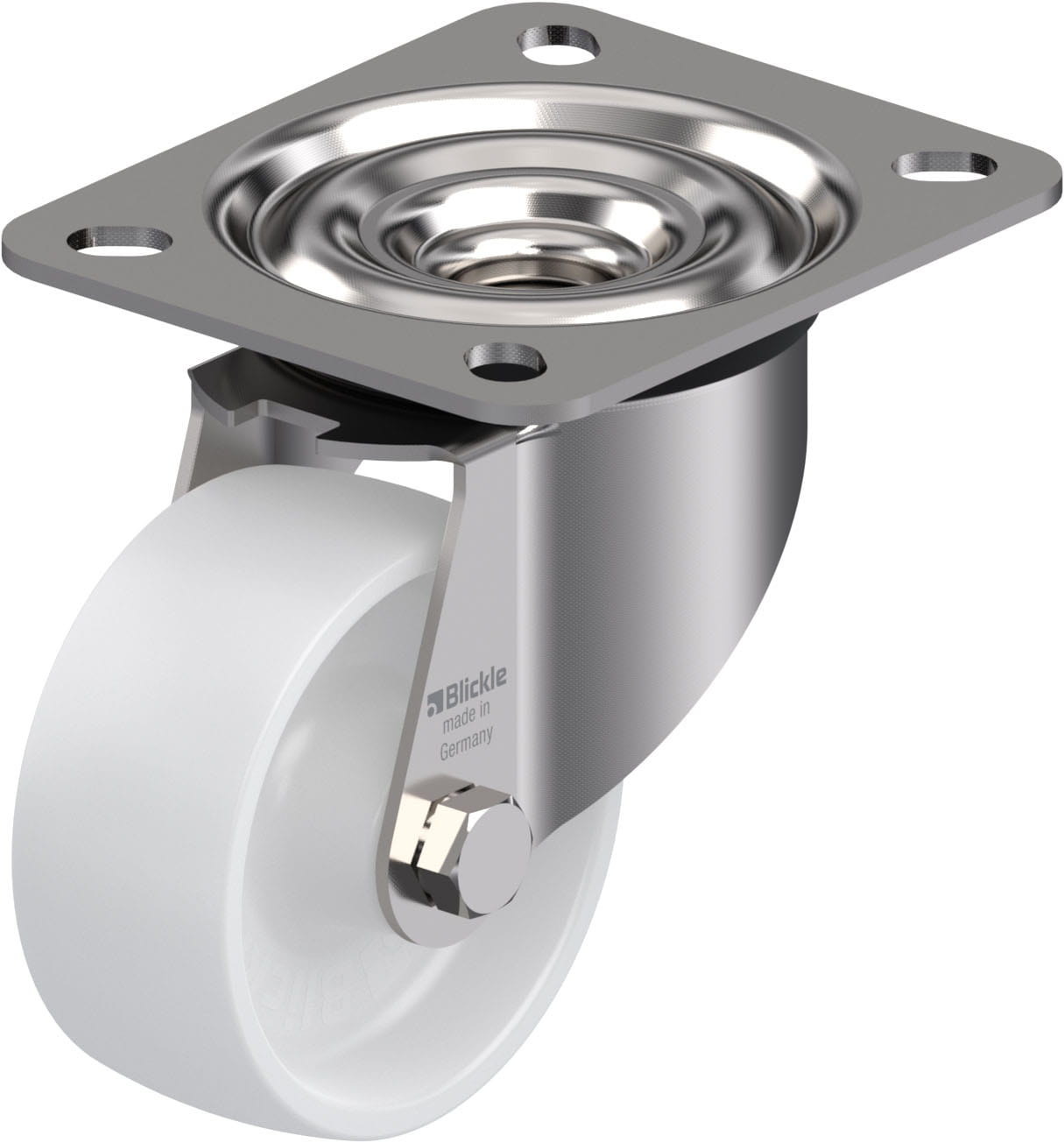 Roulette pivotante polyamide avec platine à visser
