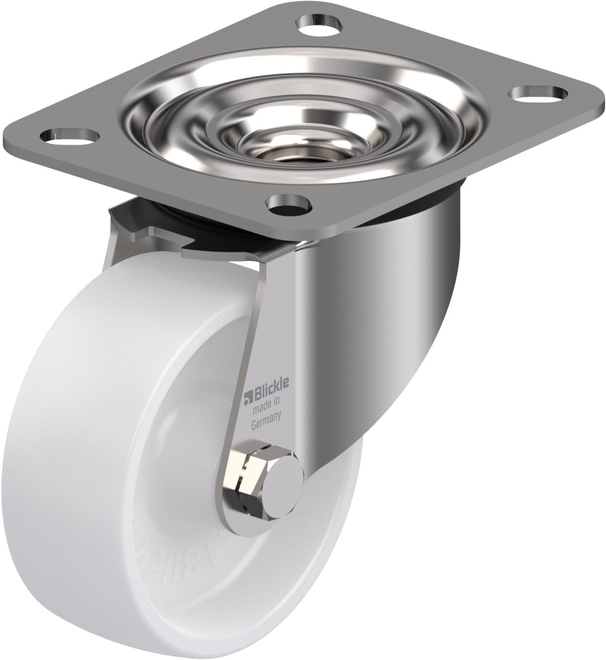 Roulette pivotante polyamide avec platine à visser