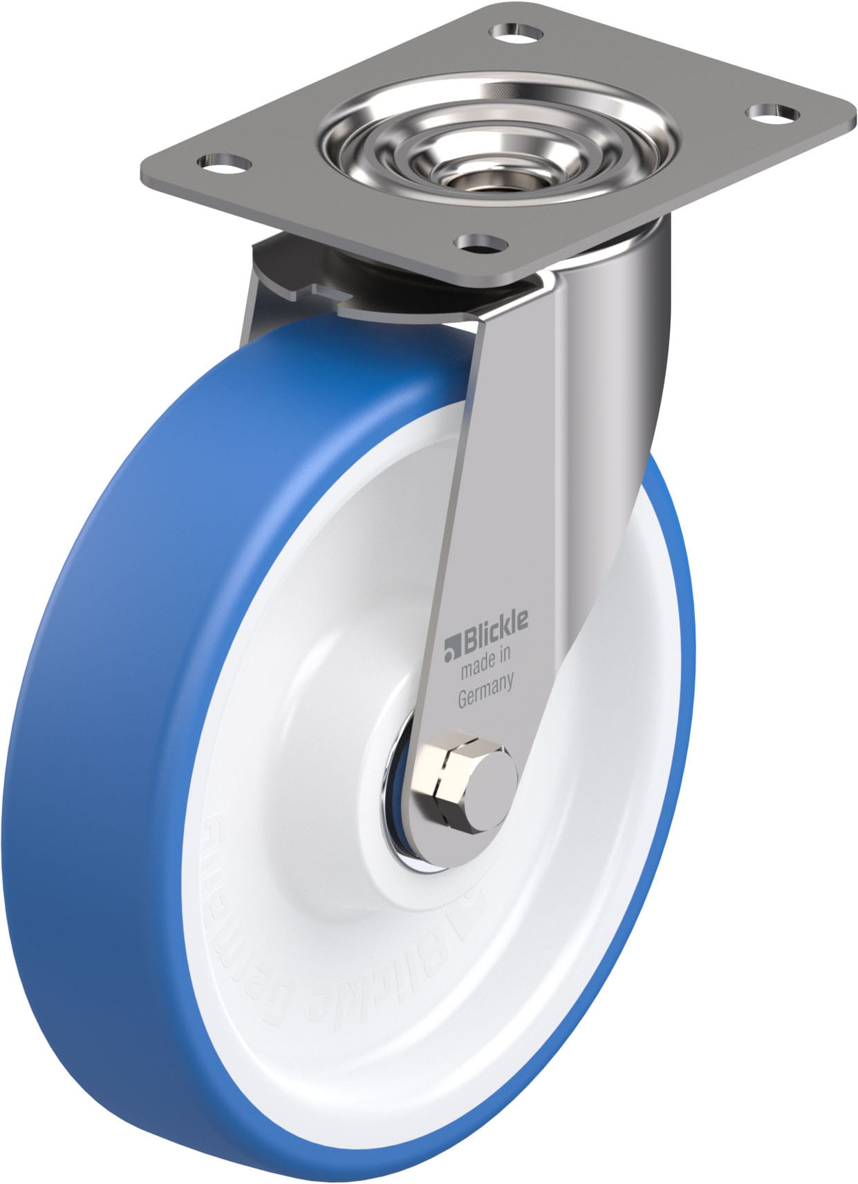 Roulette pivotante polyuréthane thermoplastique avec platine à visser
