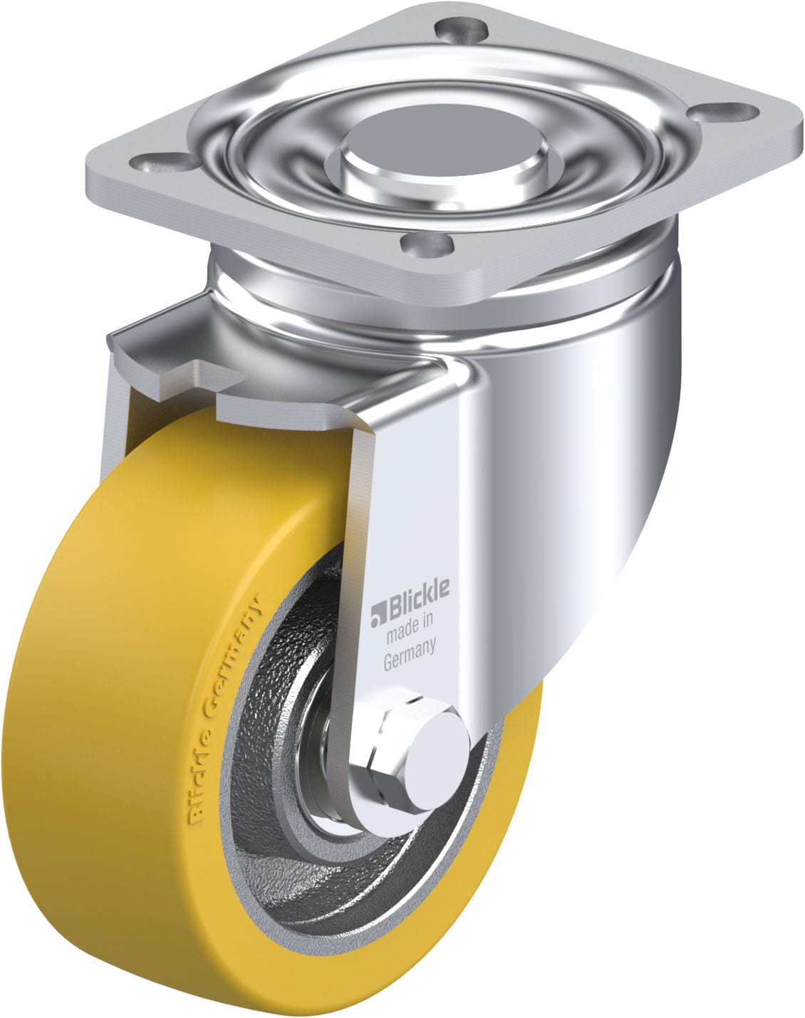 Roulette pivotante polyuréthane Extrathane® avec platine à visser