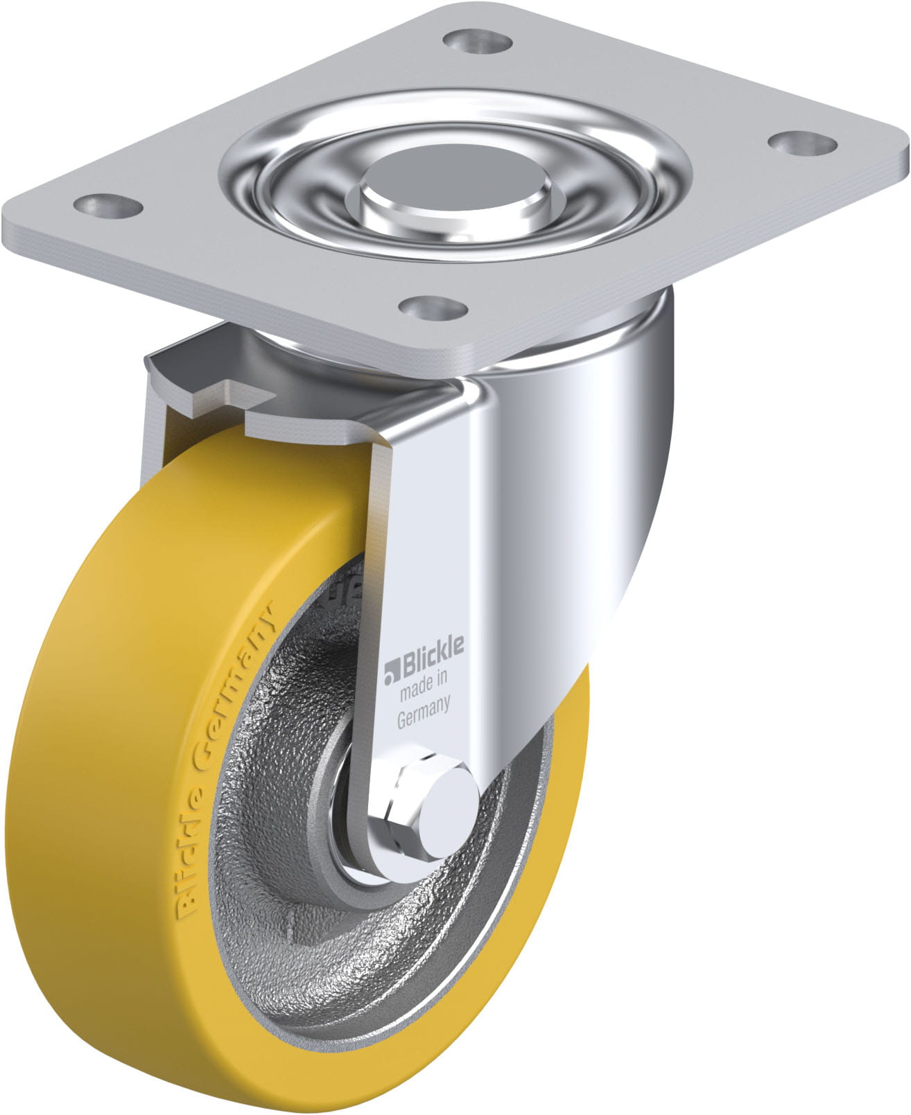 Roulette pivotante polyuréthane Extrathane® avec platine à visser