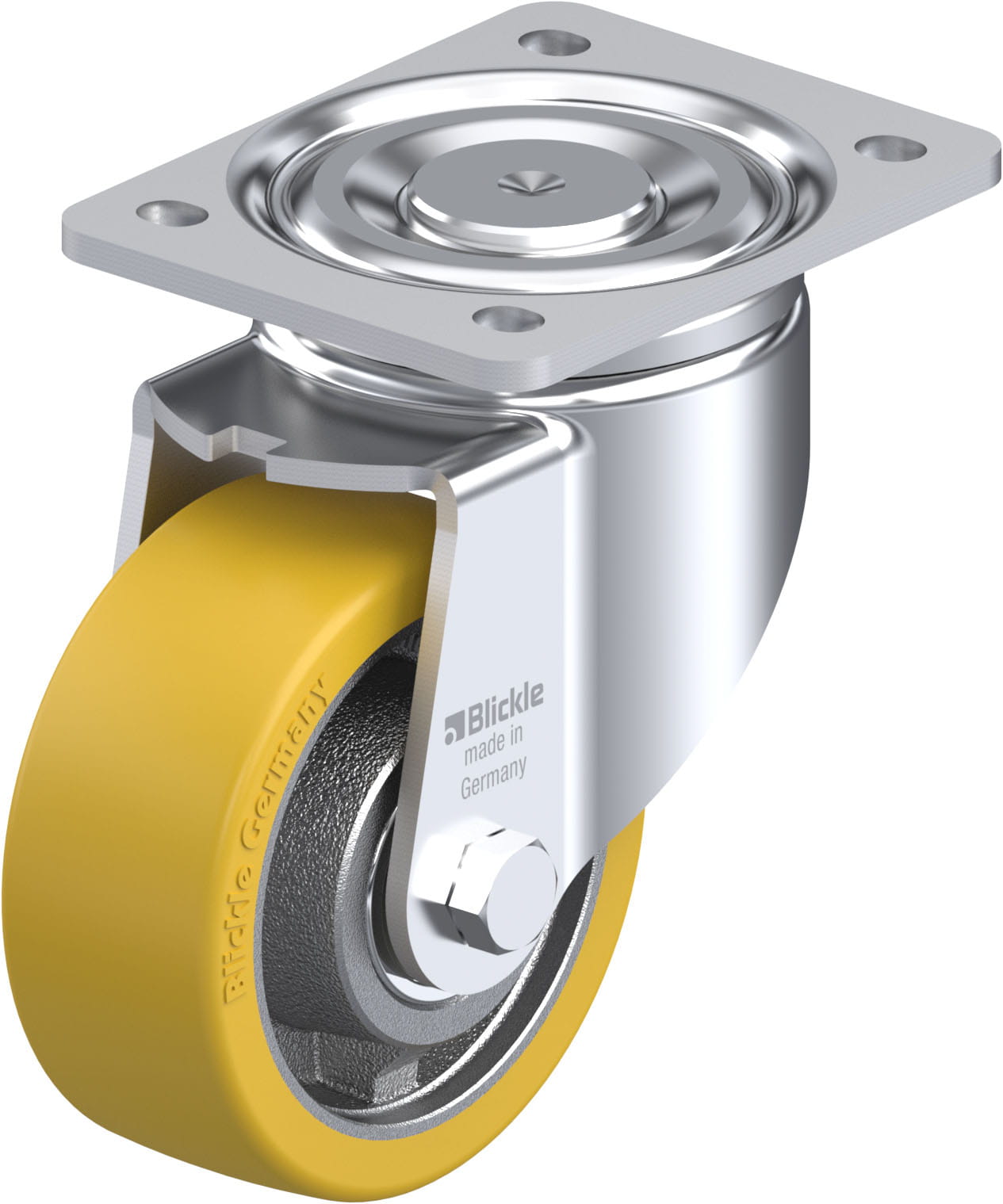 Roulette pivotante polyuréthane Extrathane® avec platine à visser