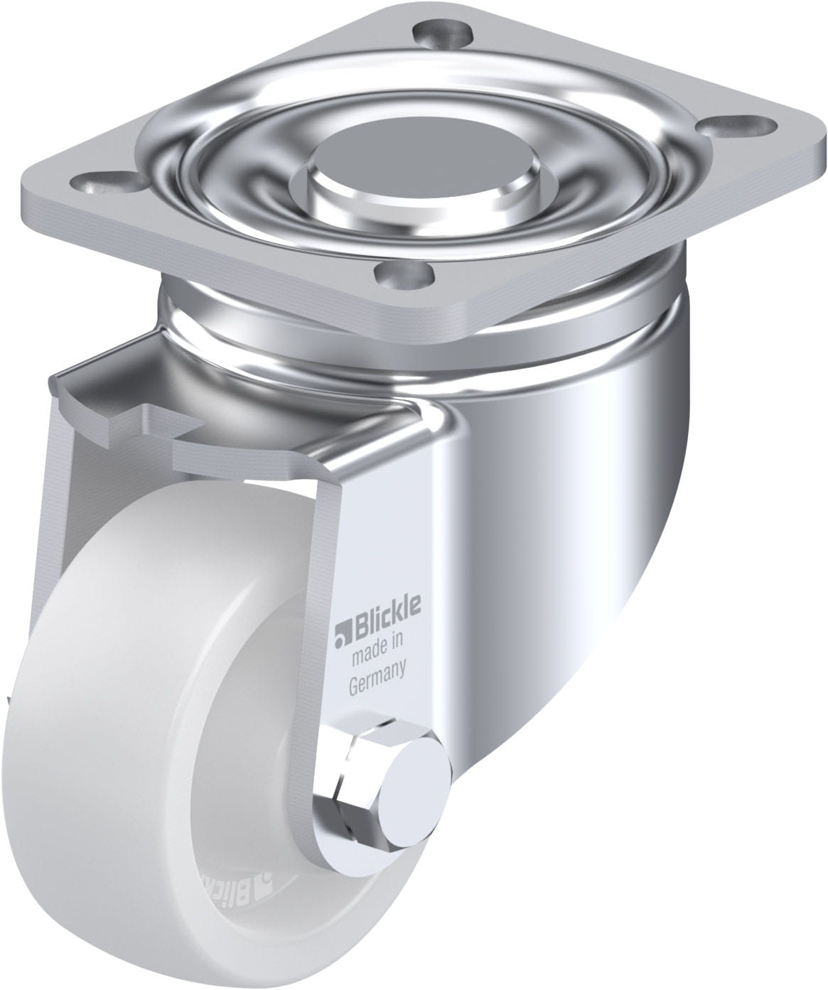 Roulette pivotante polyamide avec platine à visser