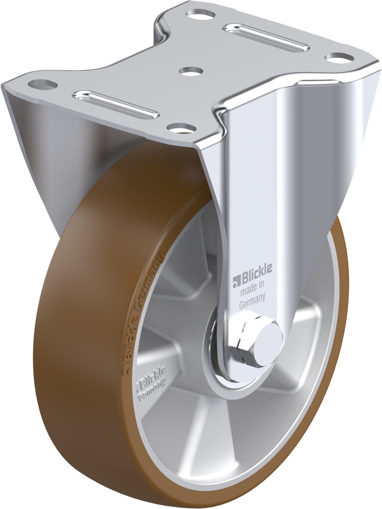 Roulette fixe bandage polyuréthane Besthane® avec platine à visser