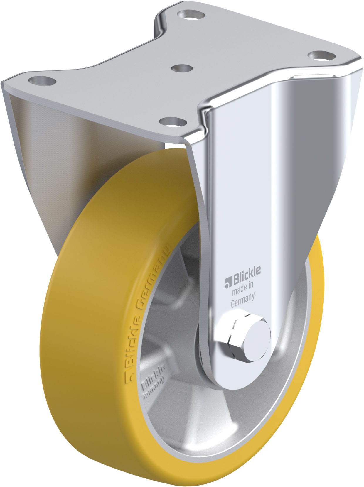 Roulette fixe bandage polyuréthane Extrathane® avec platine à visser