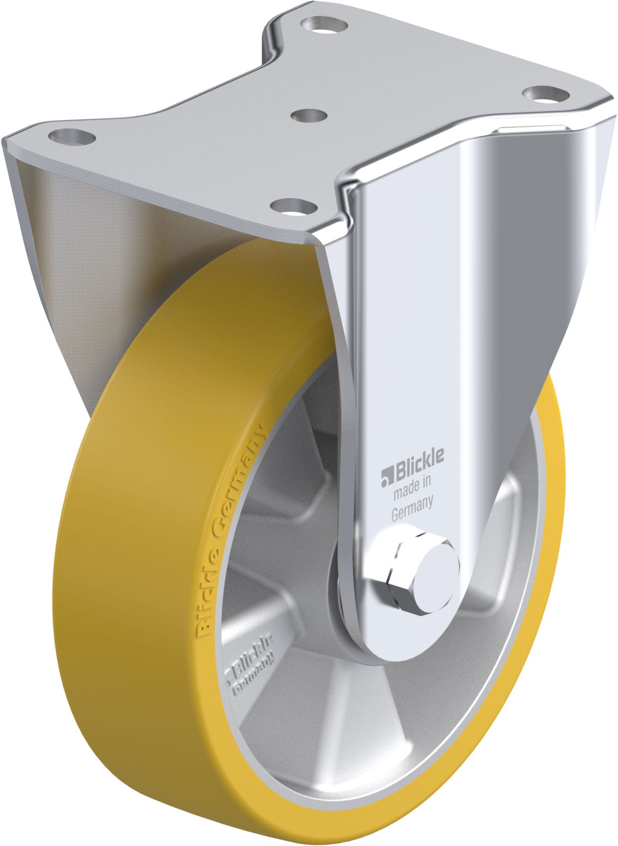 Roulette fixe bandage polyuréthane Extrathane® avec platine à visser