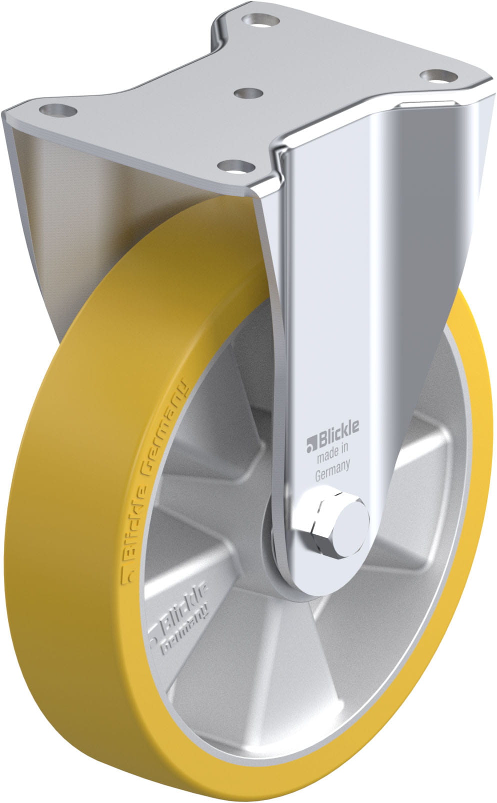 Roulette fixe bandage polyuréthane Extrathane® avec platine à visser