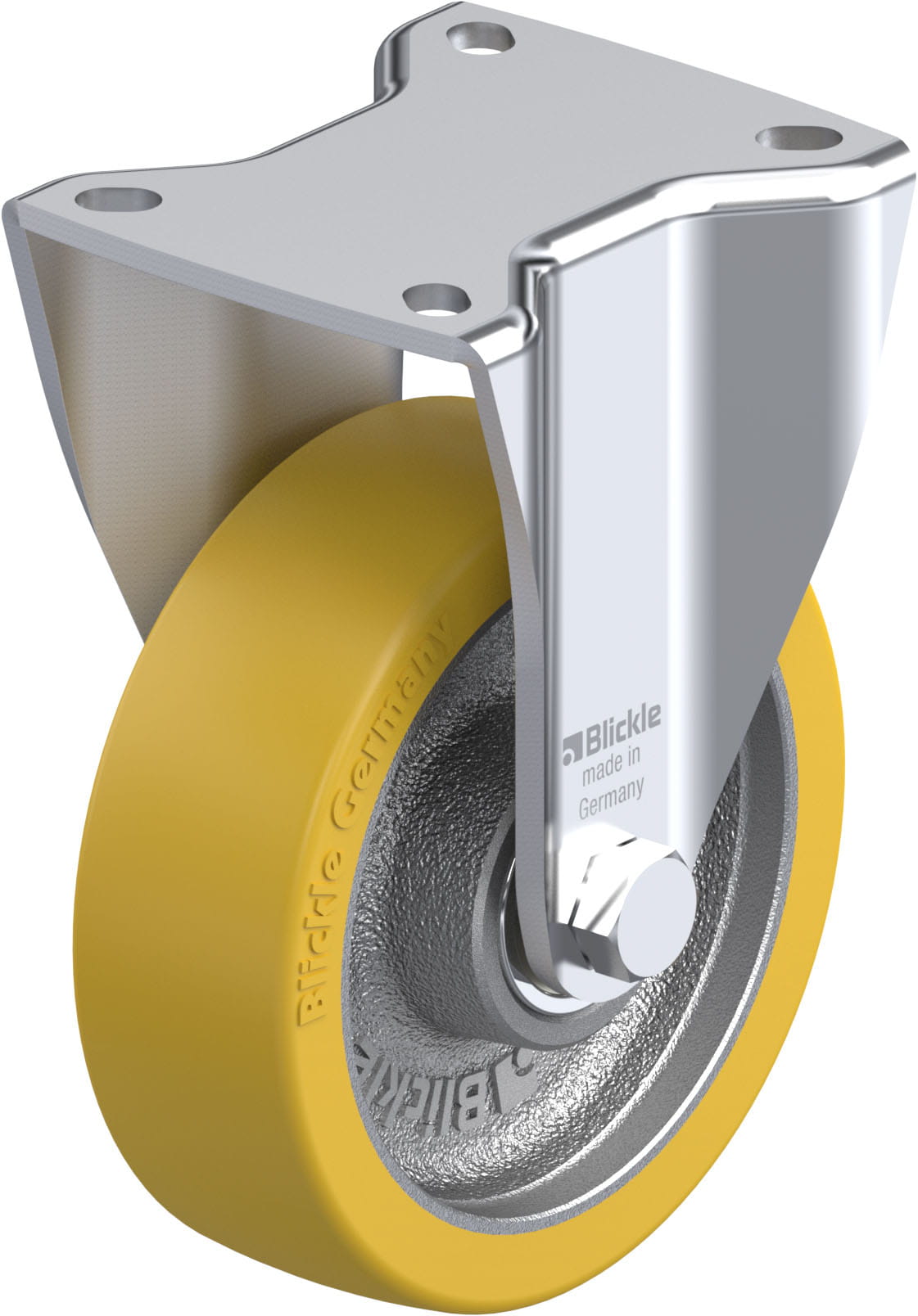 Roulette fixe bandage polyuréthane Extrathane® avec platine à visser